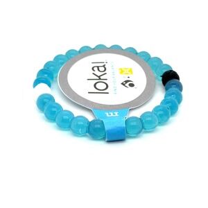 Lokai Classic Silicone Bead Balance Bracelet Teal Blue Size Medium NWT